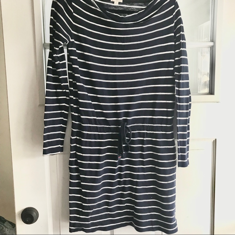 Navy striped cotton dress